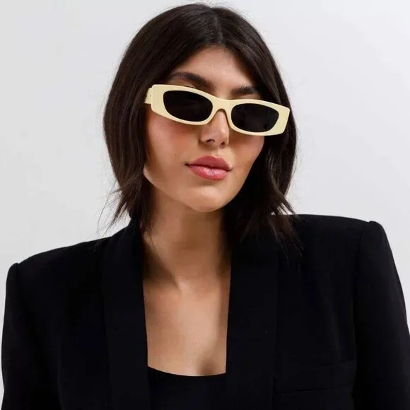 Celine CL40245U 39A Rectangle Sunglasses - Shiny Butter/Smoke
